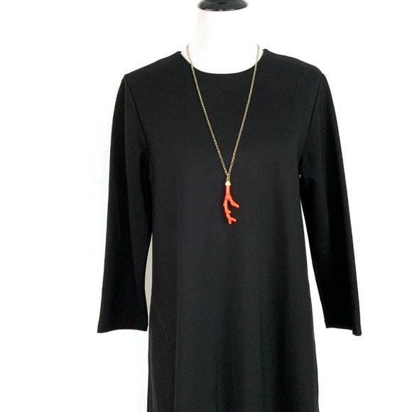 J McLaughlin Black Ponte Knit A-Line Flare Long Sleeve Dress Size Large - Picture 3 of 16